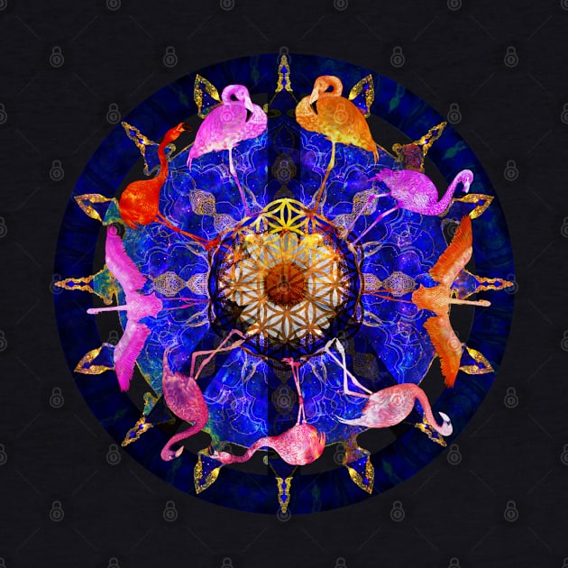 Pink Flamingo Peace Symbol Mandala by Dream and Design